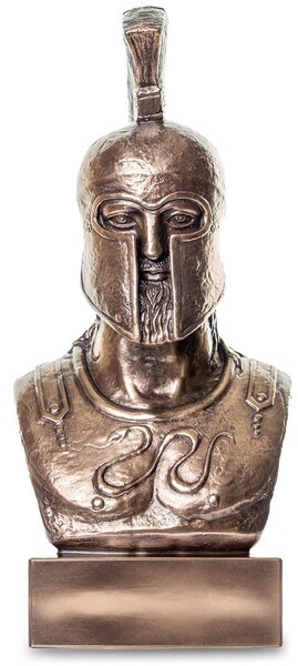 Bust of Greek Hoplite Warrior Statue Replica Bronze Patina